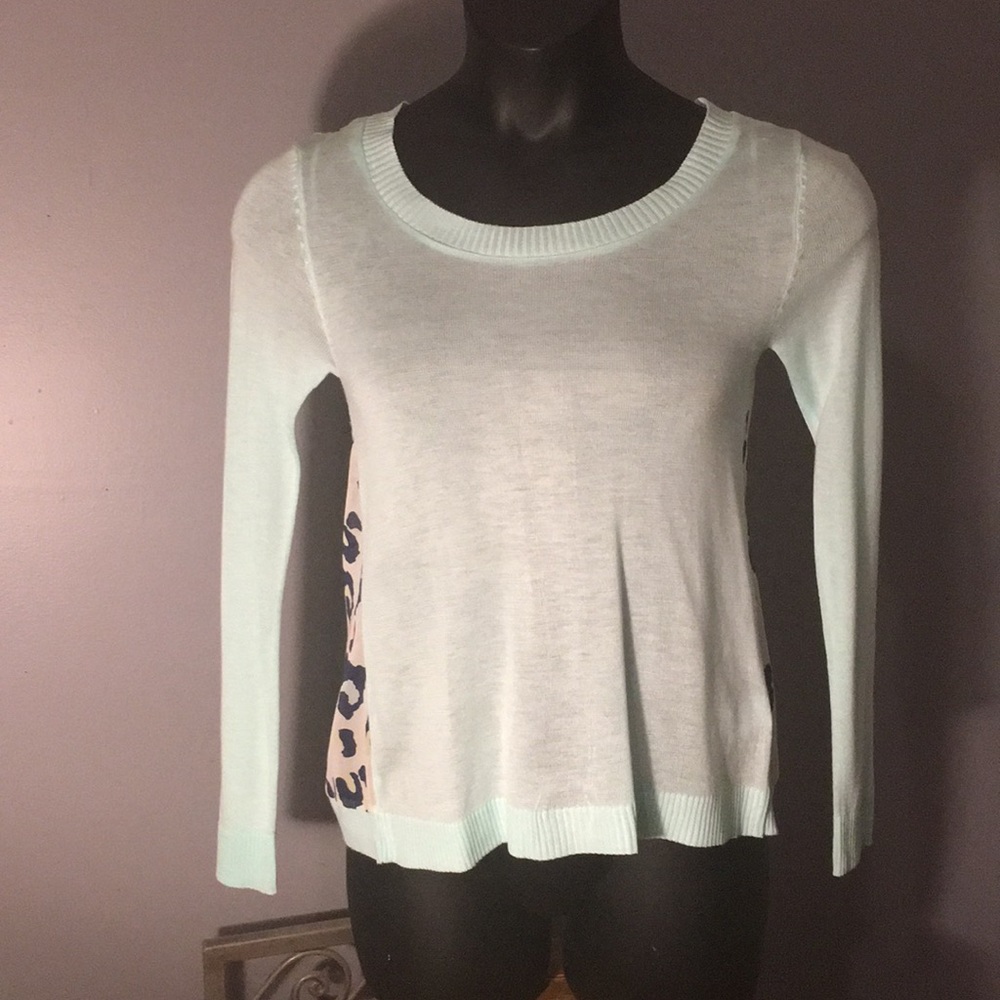 Teal and leopard sheet sweater NWT